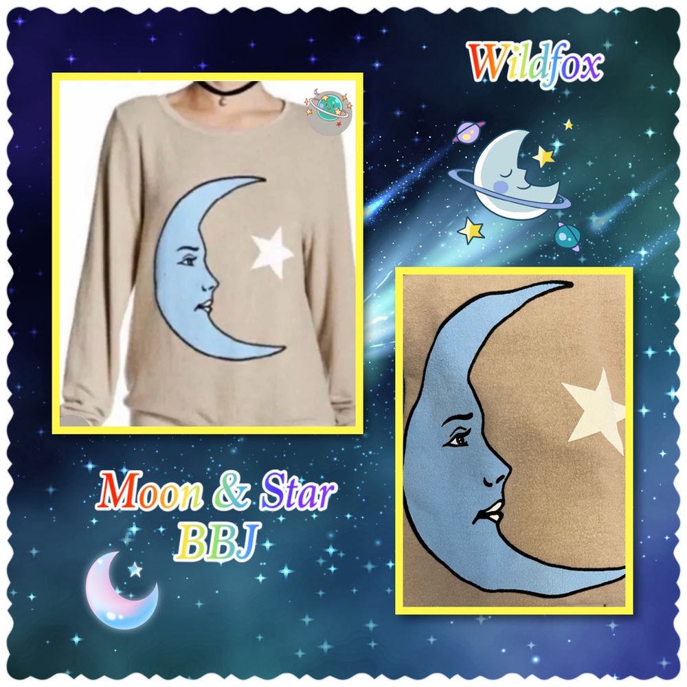 Wildfox Beige BBJ/Pullover w/ Blue Moon & White Star